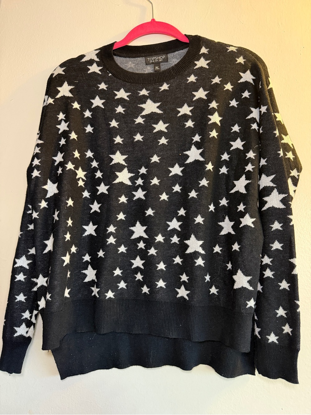 Topshop Black Sweater with White Star Pattern